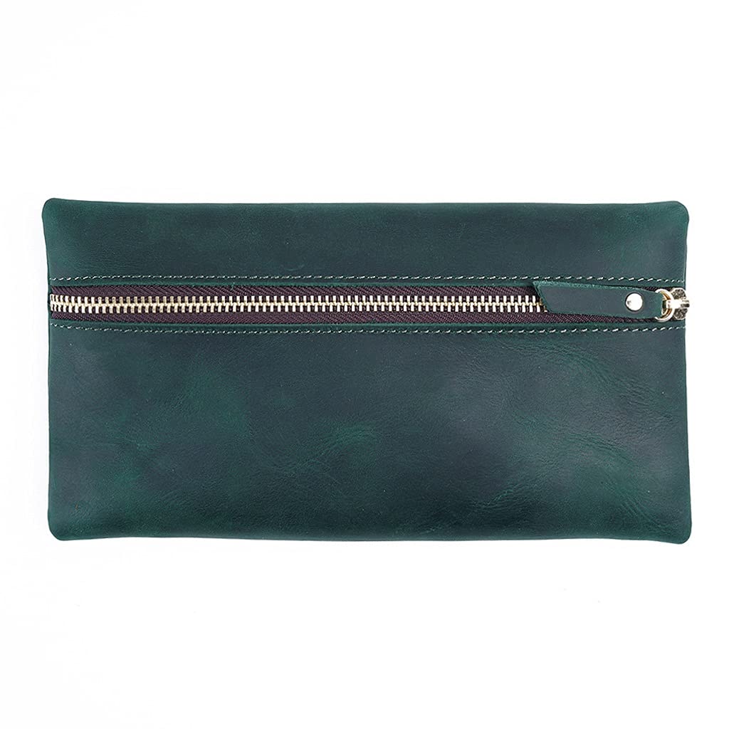 Astuccio per matite con Cerniera retrò in Pelle di Vacchetta Astuccio per Penna con Impugnatura Portatile (E, 23 cm * 12 cm) (A 23 cm * 12 cm)