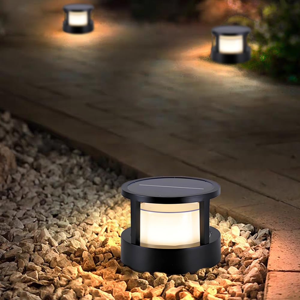 Sockelleuchte Außen Solar, Solar Pfostenleuchte mit Bewegungserkennung & Fernbedienung, φ16CM Außen Sol-ar Pollerleuchte, Wetterfeste LED Pollerleuchte für Gartenwege, Schwarz