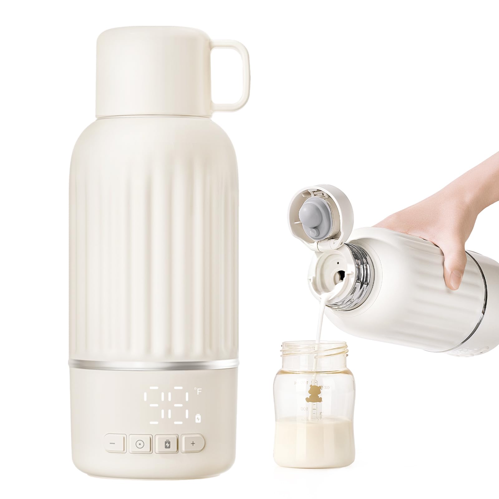 Snow Bear Portable Bottle Warmer for Travel, Fast Heating in 2.5 Mins for Breast Milk and Formula, 10200mAh Battery with LED Display, 17oz Large Capacity, Baby Bottle Warmer with Temperature Control