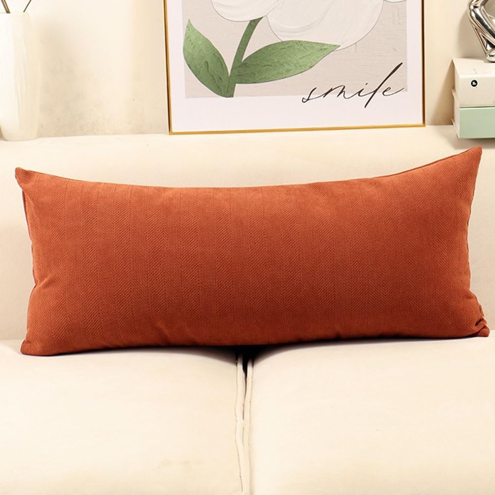 SWJ-swjssb Long Throw Pillow Cover Chenille Pillow Covers Rectangle 50x70 30x70 Cm Decorative Couch Cushion Covers With Zipper Square Pillowcase Sofa Pillow Protector Cases(Caramel,35x90 cm)