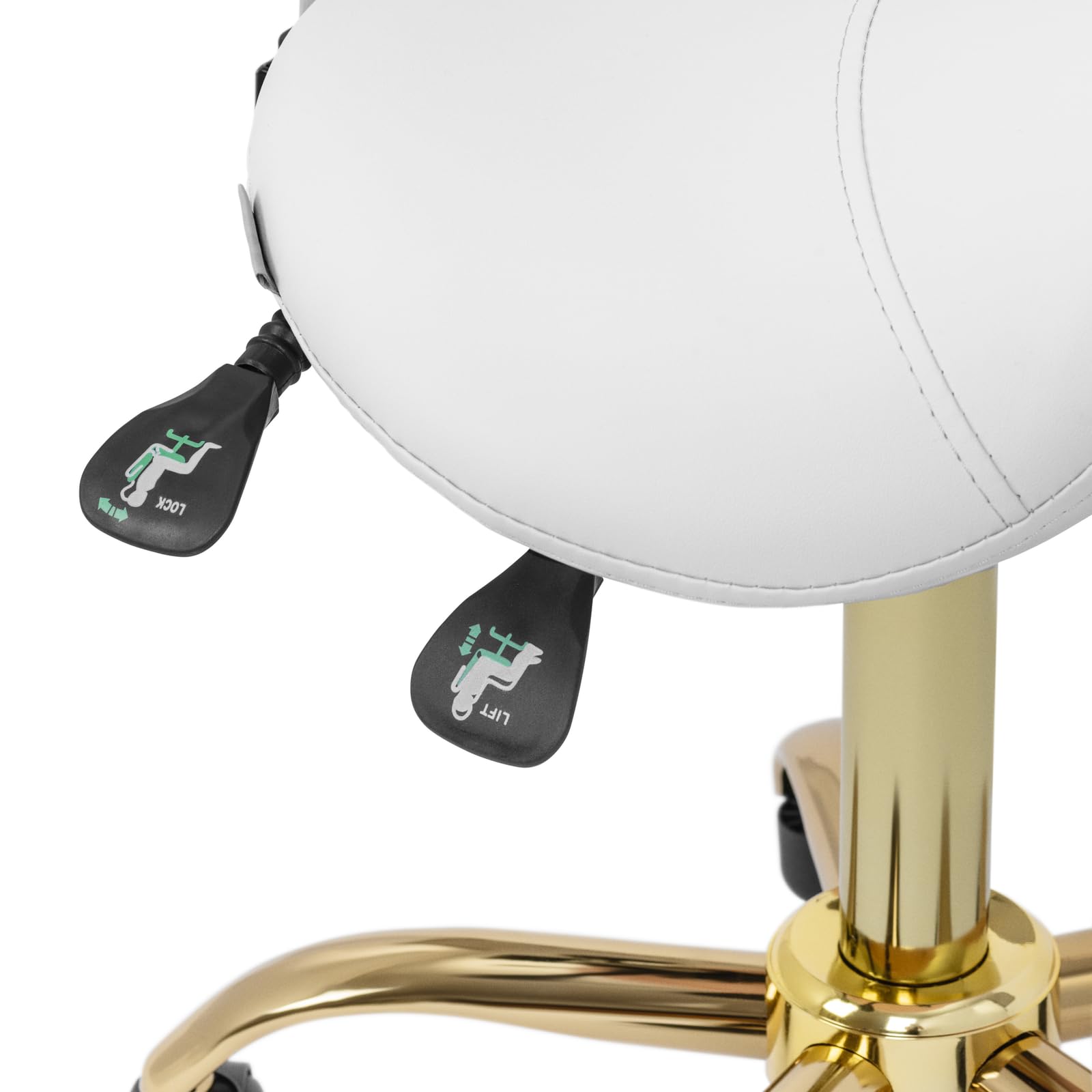 physa PHYSA MANNHEIM WHITE_GOLD Sgabello a sella con schienale 51-65 cm 150 kg - Bianco, oro Sgabello regolabile con schienale