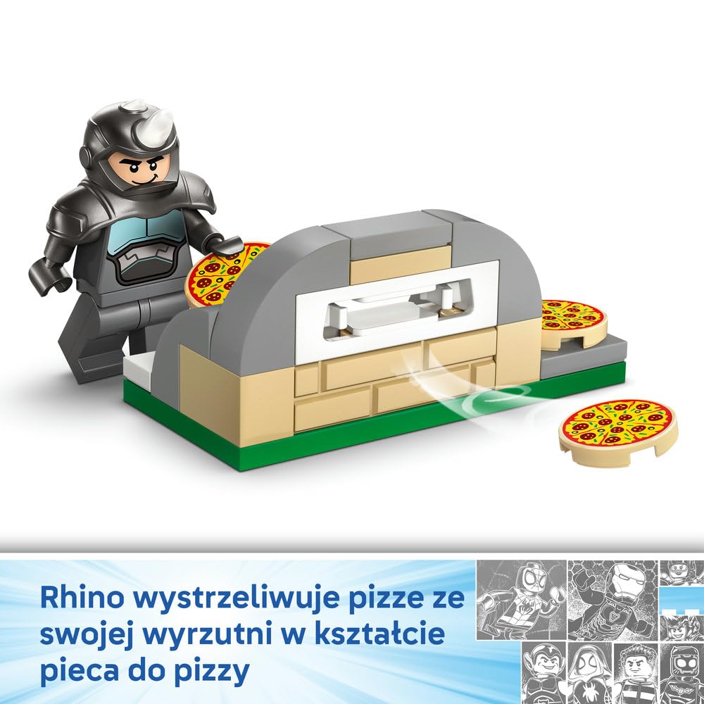 LEGO Spidey Spidey na motocyklu kontra Rhino 11206 | motocykl superbohatera, zestaw z figurkami, prezent dla dzieci 4+, prosty zestaw startowy, 61 elementów