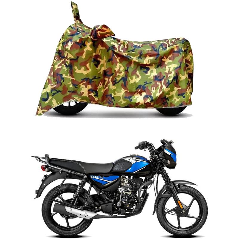 Image of Waterproof 100% PVC Coated Bike Scooty Two Wheeler Body Cover Compatible for Bajaj CT 110X Kick Start /UV-Rays /Heat Protection /Birds Dropping /Scratchproof /Dust Proof /All [6X6 Jungle Print]