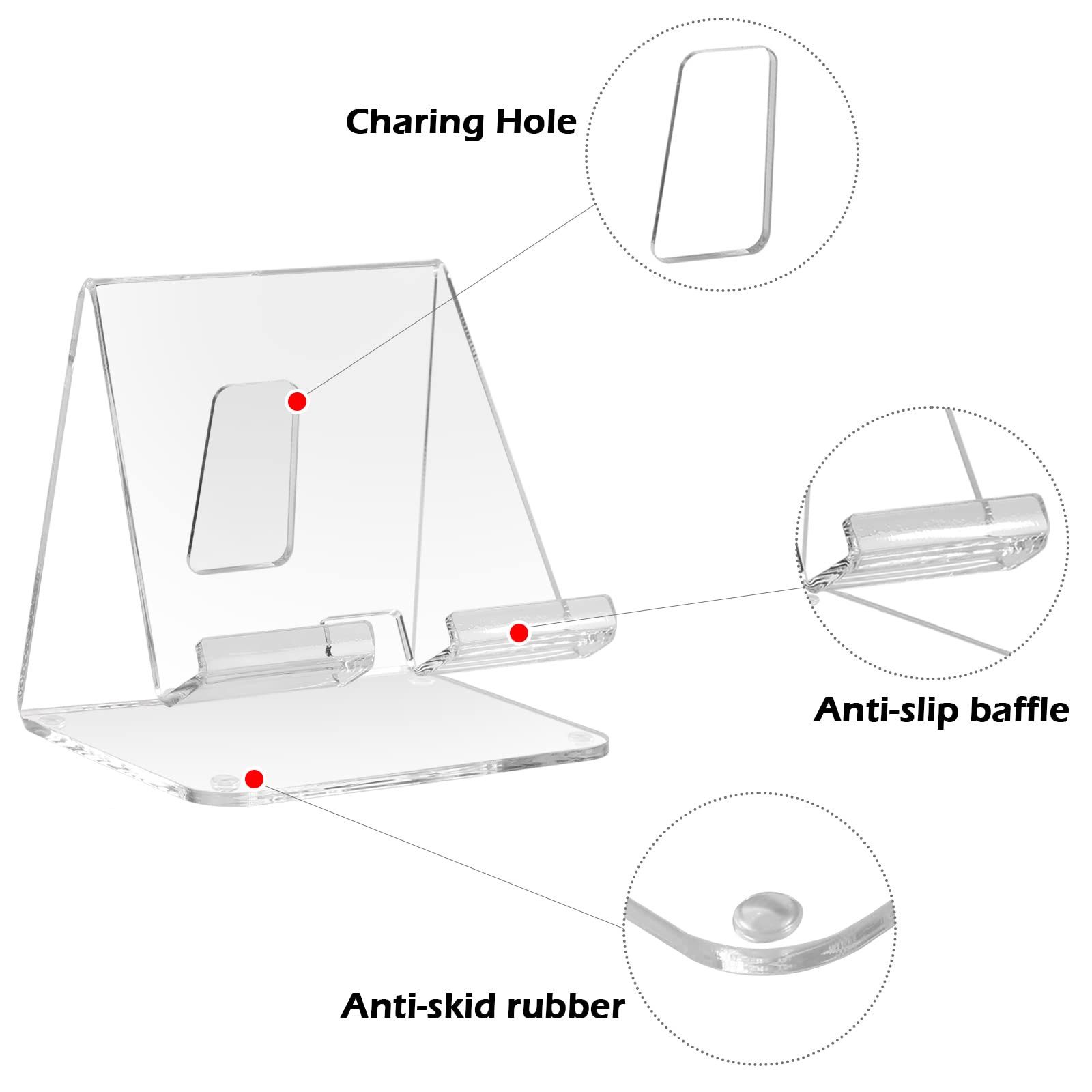 Kamehame Acrylic Desk Tablet Stand - Clear iPad & Galaxy Tab Stand (4-13 inches)