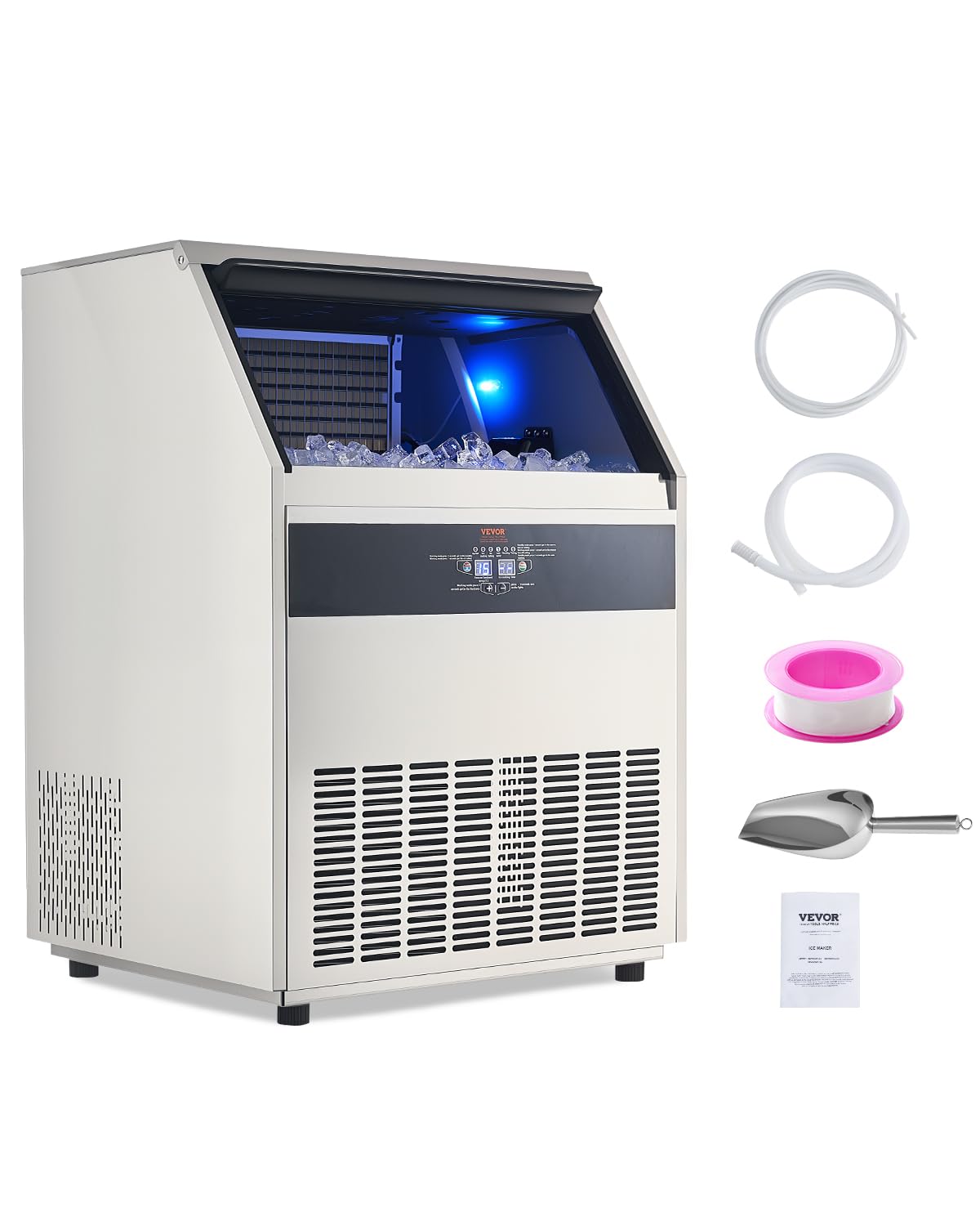 VEVOR Commercial Ice Maker, 440lbs/24H, 110lbs Storage