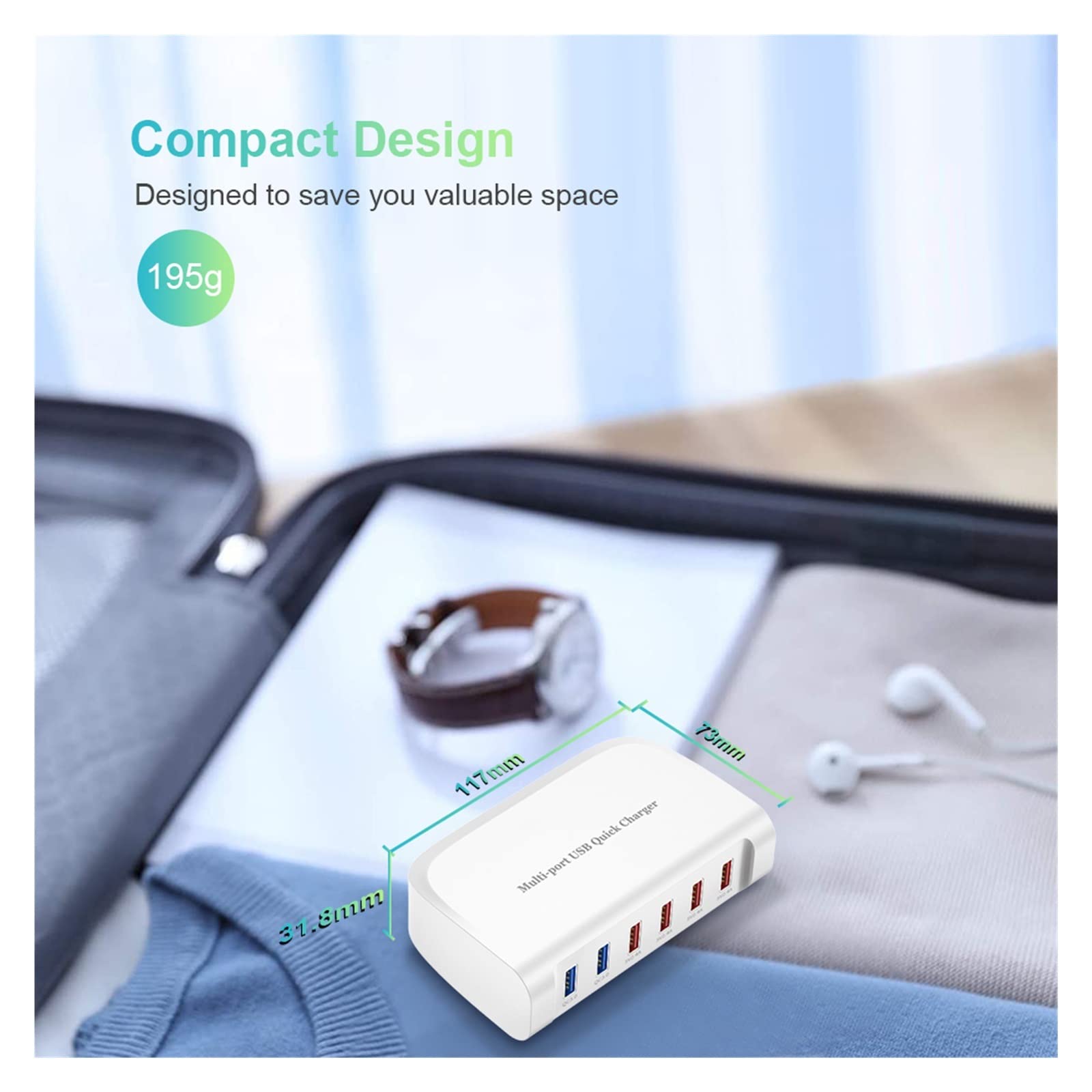 Stacja ładowania, Stacja ładująca USB o mocy 84 W Inteligentna szybka ładowarka 6-portowa ładowarka USB