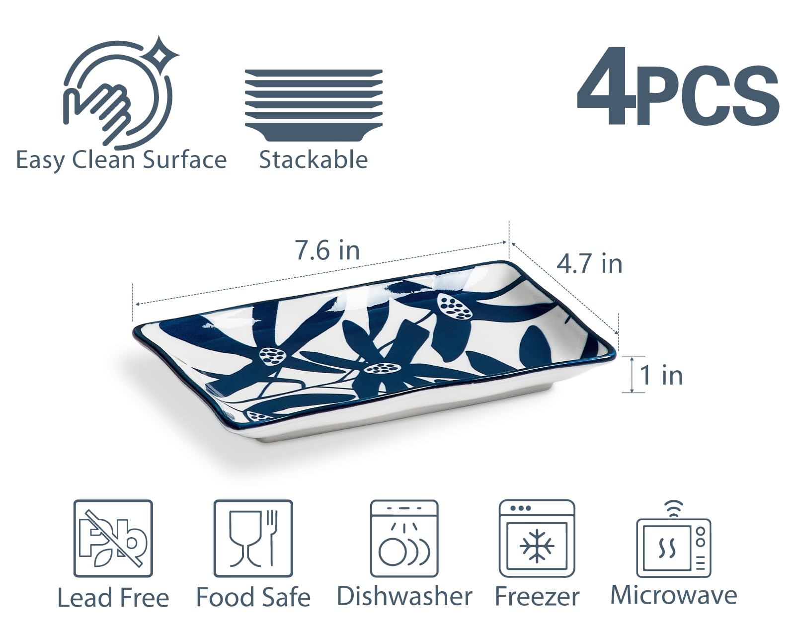 Snapklik.com : Appetizer Plates Set Of 4, 7.5 In Small Serving Plates ...