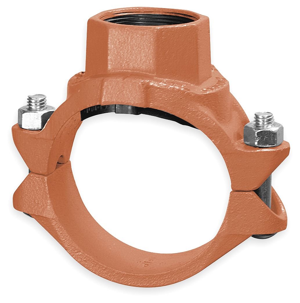 Anvil International 0390171288 Series 7045 Ductile Iron Clamp-T Branch Outlet, Grade "E" EPDM Gasket, Female NPT Connection, 4" x 2" Nominal Size,