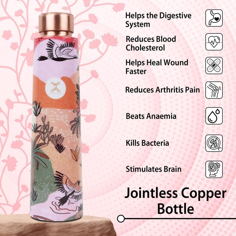 MERCAPE Stay Refreshed and Healthy Pure Copper Water Bottle - Advanced Leak Proof, Joint Less (900ml)