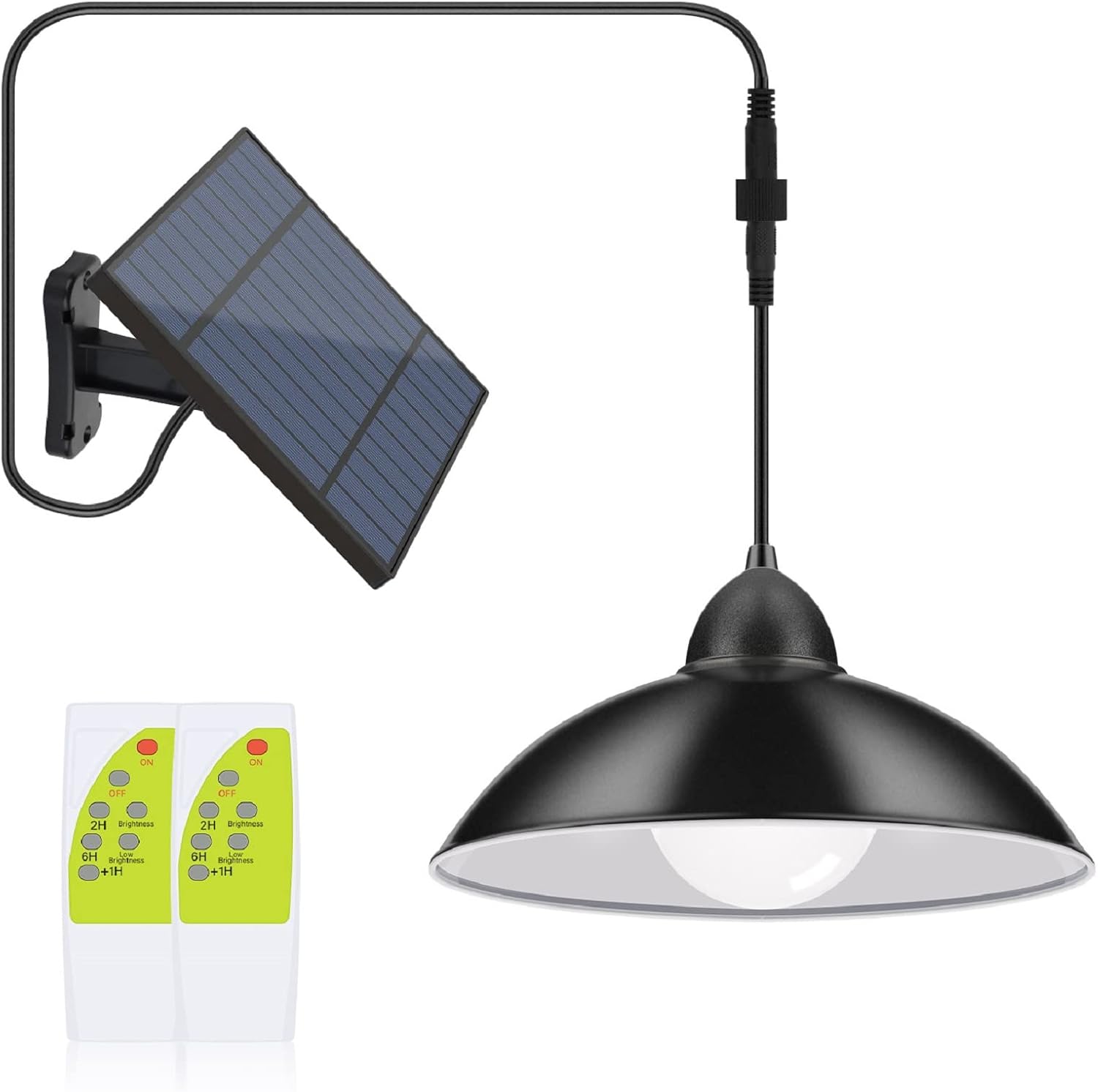 2 Pack Solar Lights Outdoor, Cord LED Solar Shed Lights 32.8FT, Remote Control Pendant Lamp with Adjustable Solar Panel, IP65 Waterproof for Indoor Home Decor Garden Patio Yard-Daylight White