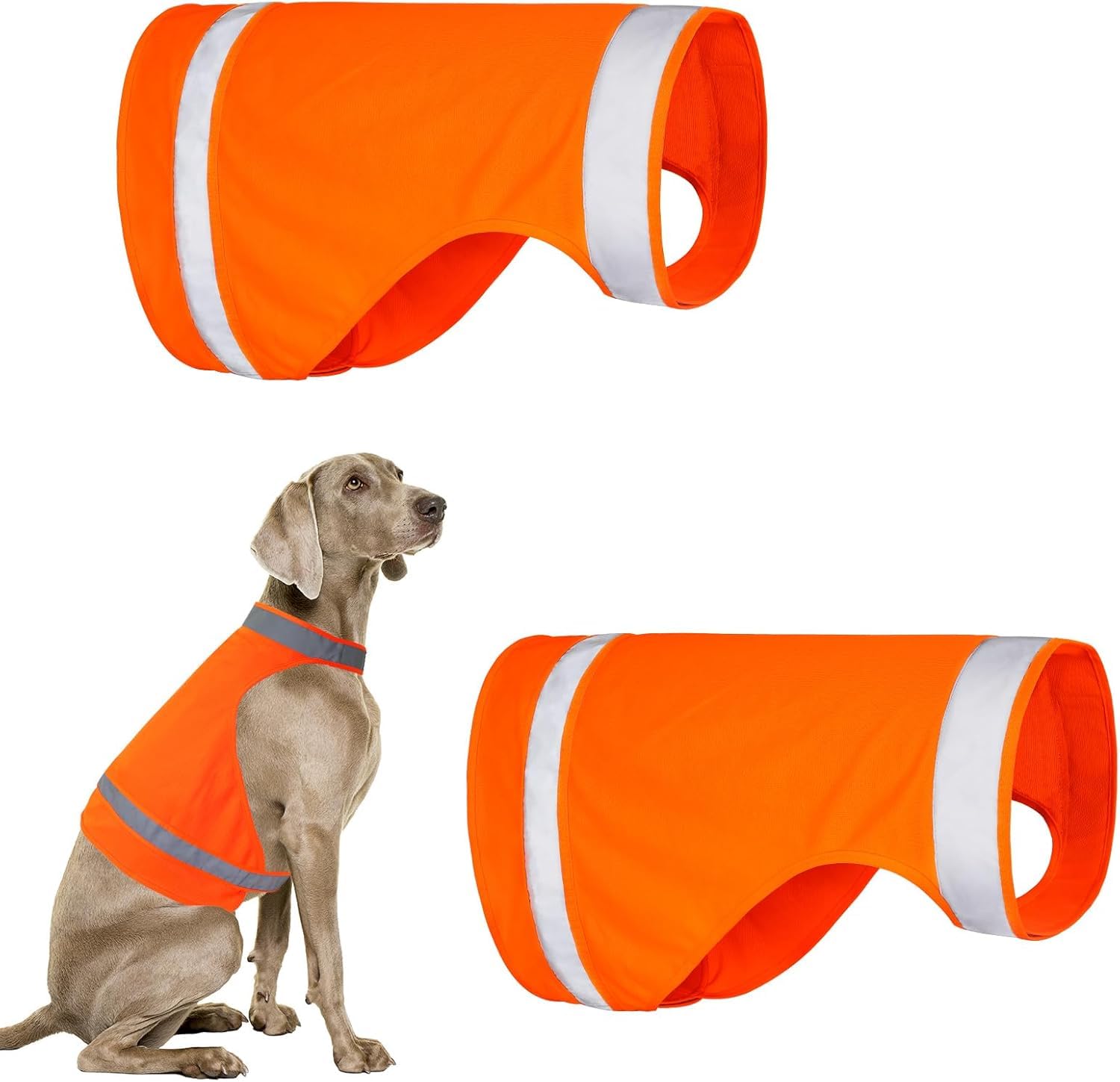 2 Pieces Reflective Vest for Hunting, High Visibility Bright Orange Dog Safety Jacket, Soft Adjustable for Outdoor Walking, Keep in Sight and Safe (Blaze Orange)