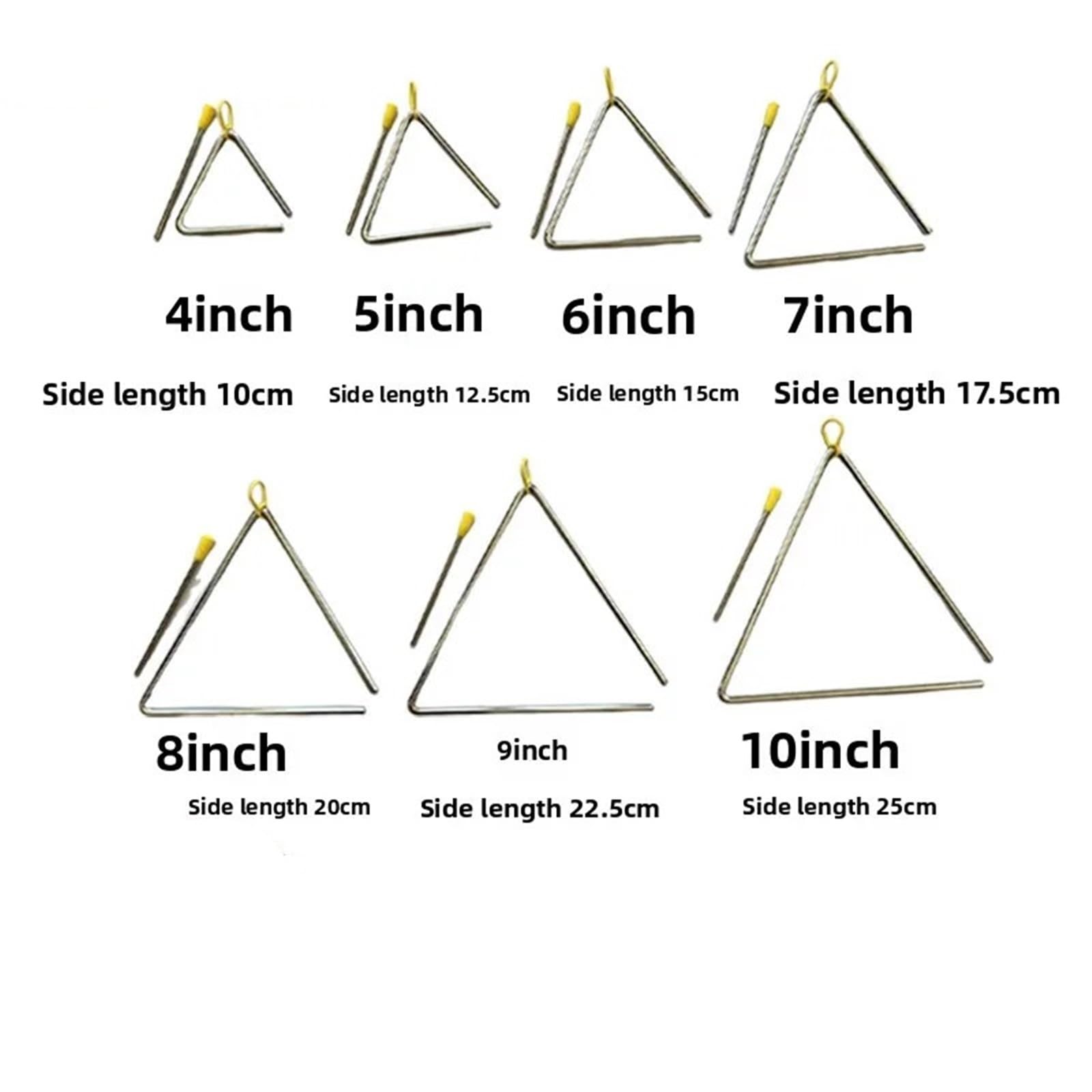 Dreieck-Musikinstrument, Triangle 5 Stück Percussion Lehrinstrument 4-8 Zoll(7Inch)