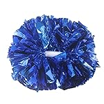 Hooshing 2PCS Blue Pom Poms Cheerleading with Baton Handle for Team Spirit Sports Dance Cheering
