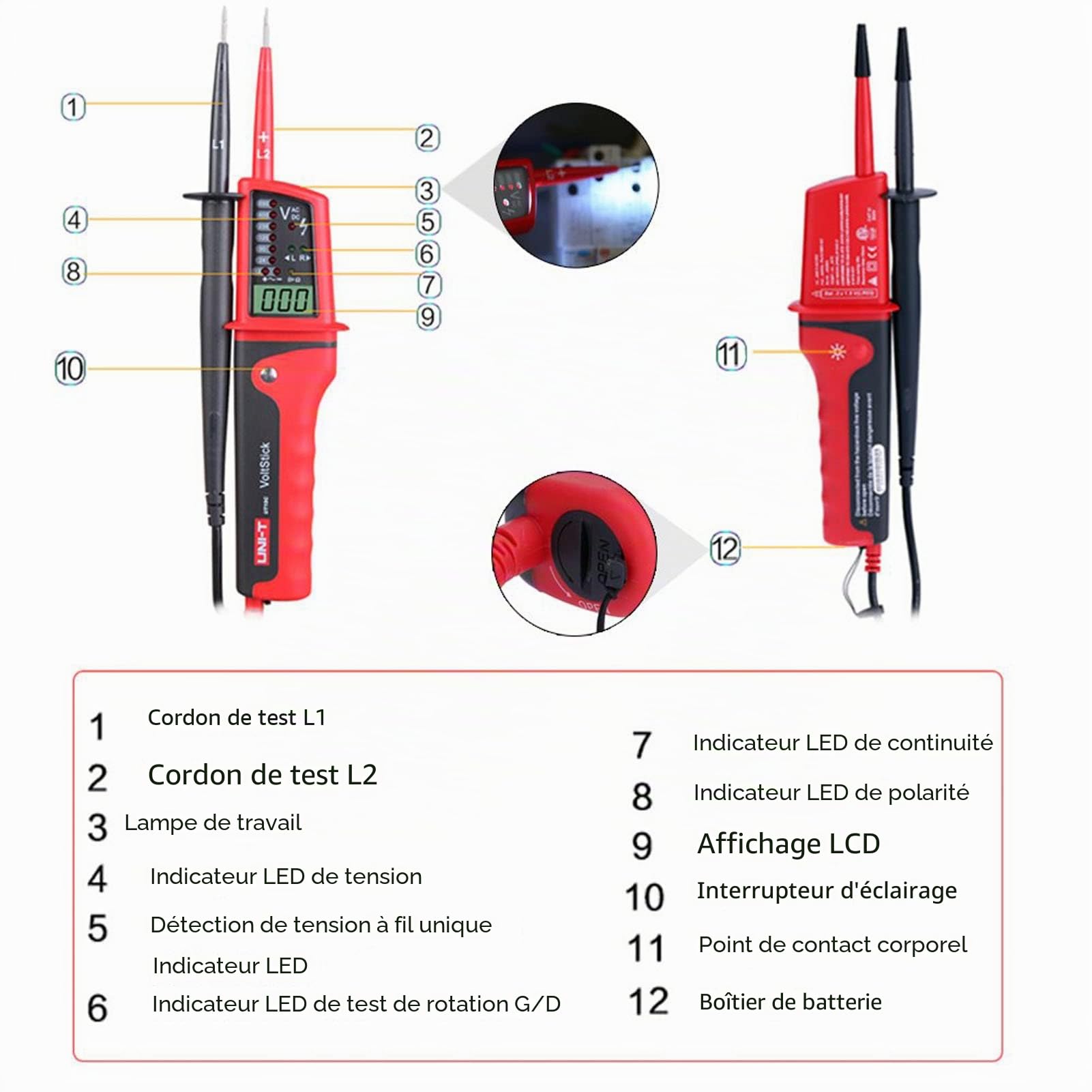 UNI-T UT15C Imperméable Numérique Tension Mètre 24V~690V AC DC Tension Testeurs ACL Affichage Gamme automatique Phase Rotation Tension Testeur