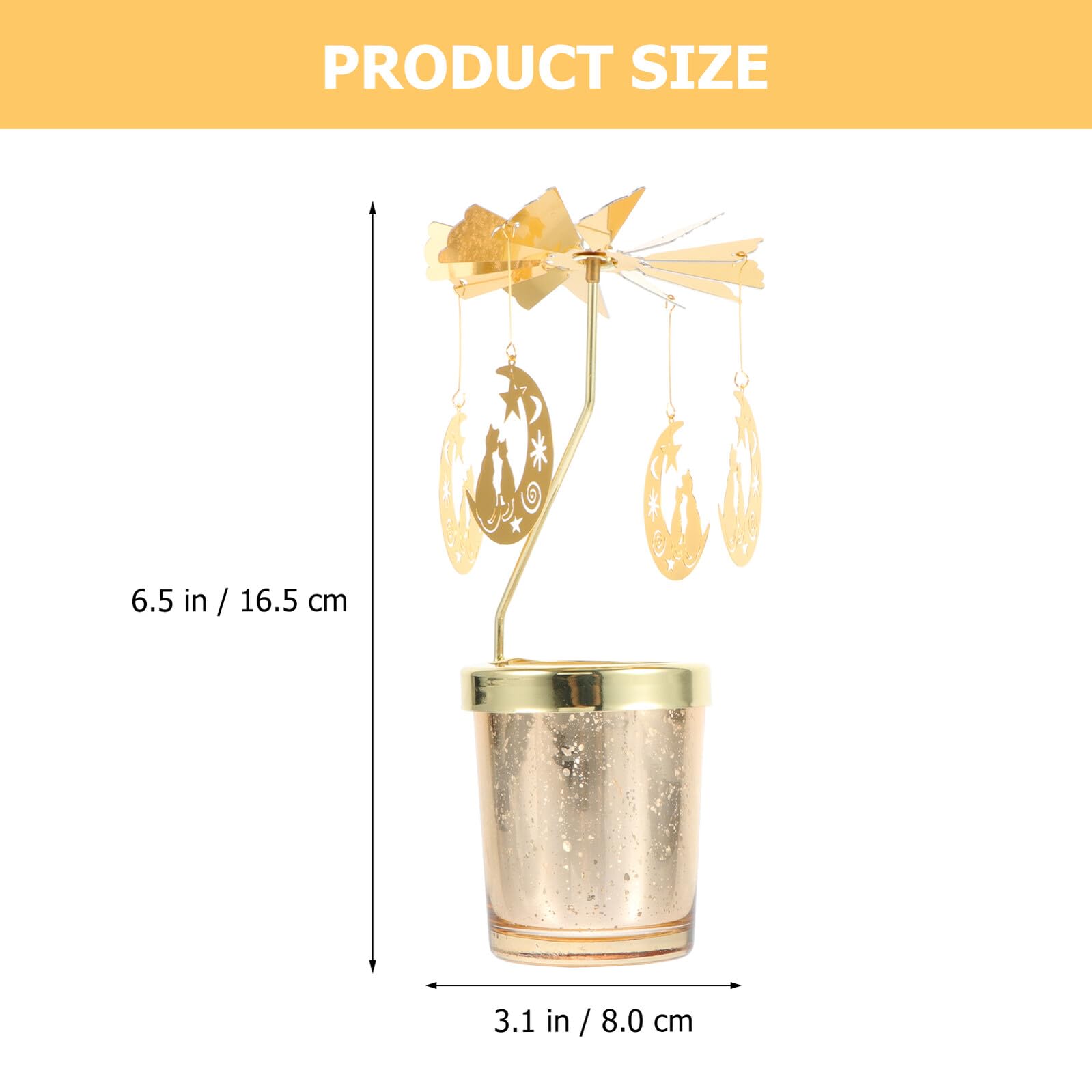 Candeliere Rotante Decorativo a Forma di Gatto Lunare Portacandele Delicato per Feste Accessorio per Candele Profumate Decorazione da Tavolo Compatta per Atmosfera Calda
