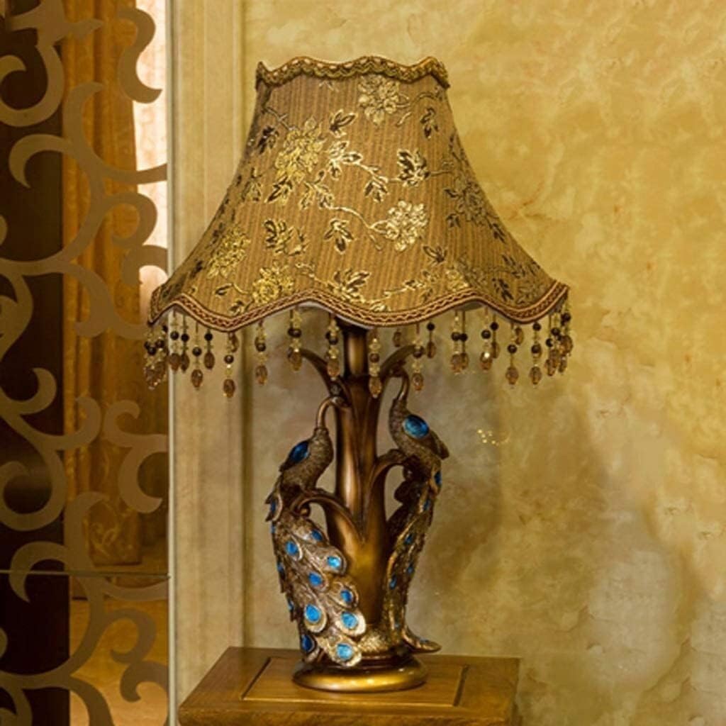 テーブルランプ コットンシェード 木彫り風スタンド イエローフラワー