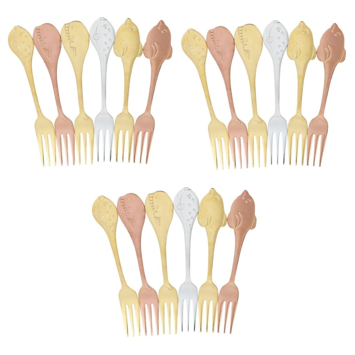DECHOUS 18pièces Six Fourchettes à Dessert Acier Poignée Longue Pour Fruits Salades Et Apéritifs Pour Et Design Élégant