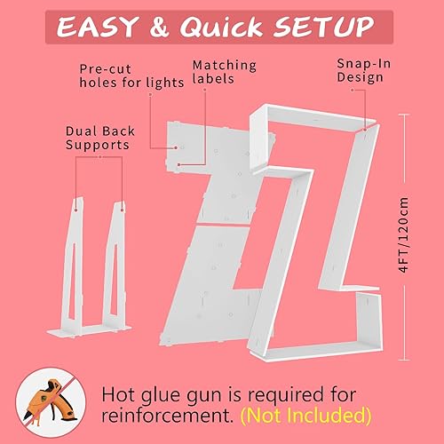 Vista 26 de Marco de números iluminados de 4 pies precortado, números de marquesina gigante, números 7, números de mosaico para globos, decoraciones de Número