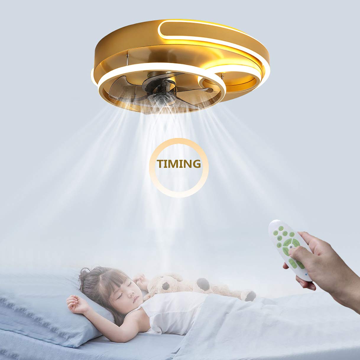 HXYSXHJUO Fanps, Fans with Lights, Modern Led Fanp Remote Control 3 Gears Adjustable Fan Lights for Indoor Lounge Bedroom Liviroom Diniroom/D/50Cm*16Cm