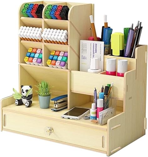 卓上ファイル収納ボックス 木製 デスクトップ収納ラック デスク上置き棚 大容量 エコな素材 組立式 文房具 小物入れ 新聞/雑誌/A4ファイル/フォルダー/書類入れデスク上置き棚 書類整理 ペーパー収納ボックス (B)