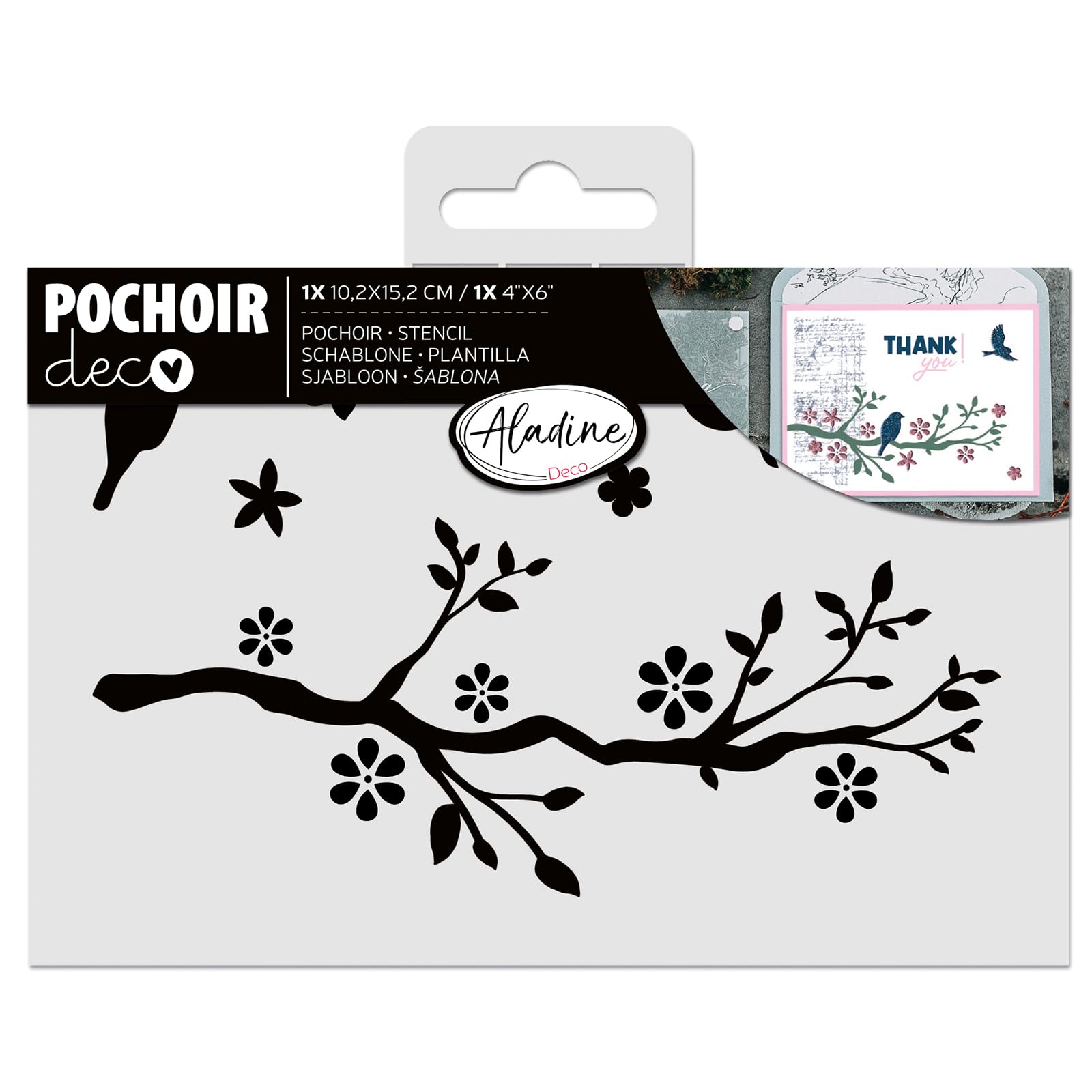 Aladine 81273 Cherry Blossom Branch Stencil 15 x 10 cm for Decorating All Surfaces