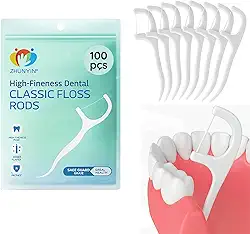 Fio Dental com Haste 2 em 1 Kit com 100 Unidades para Limpeza Bucal Profunda - Ideal para Viagens e Uso Diário