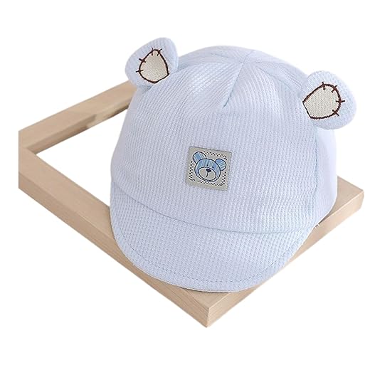 Boné Infantil com Orelhas de Urso Bordadas, Algodão, Unissex, Chapéu para Bebê e Criança