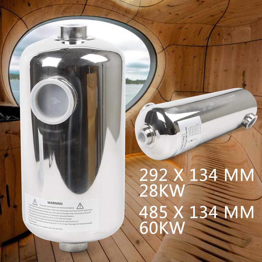 Intercambiador de calor para piscinas, acero inoxidable, potencia de 28 kW, resistente a la corrosión, transferencia de calor eficiente