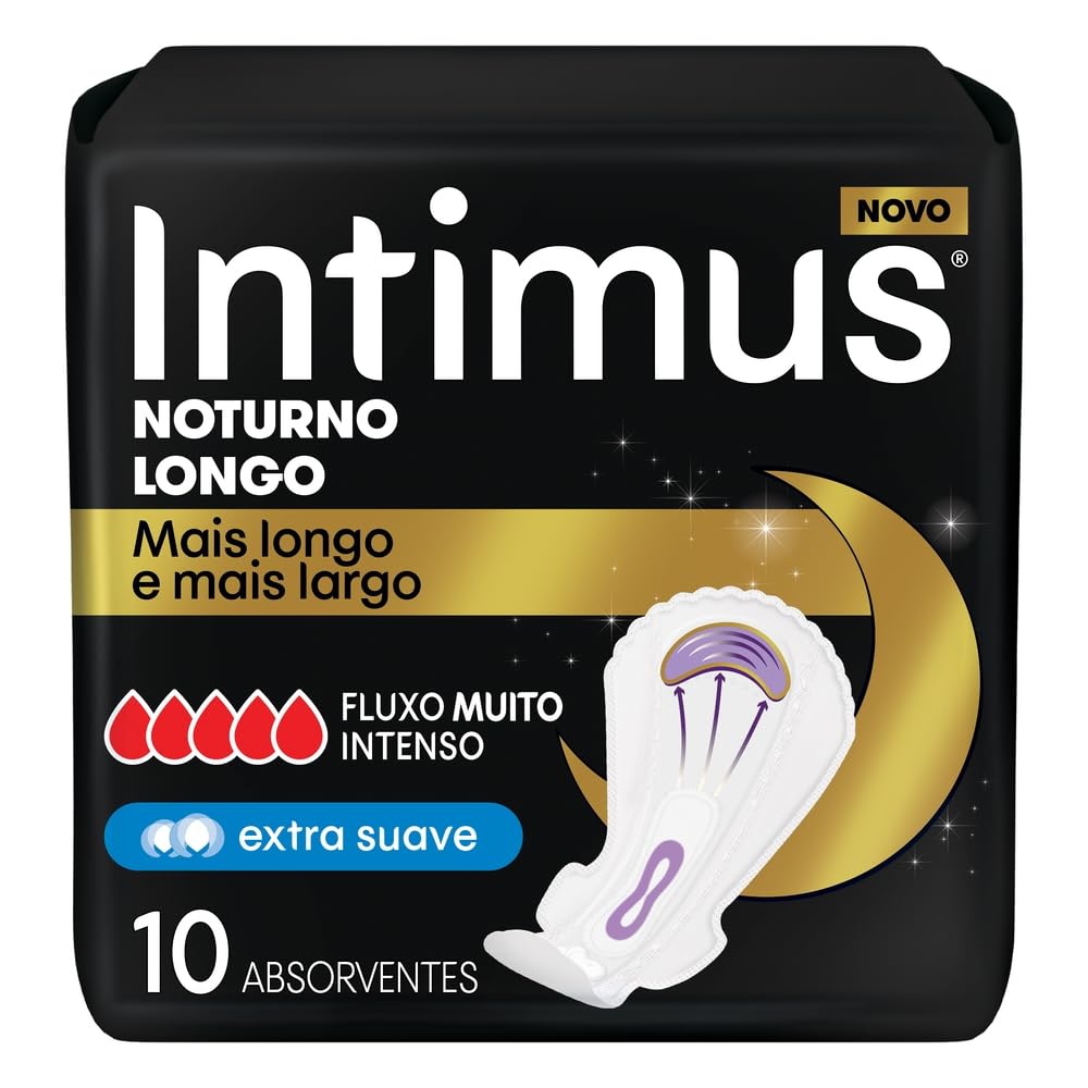 Absorvente Intimus Noturno Longo Extra Suave Com Abas 10 un