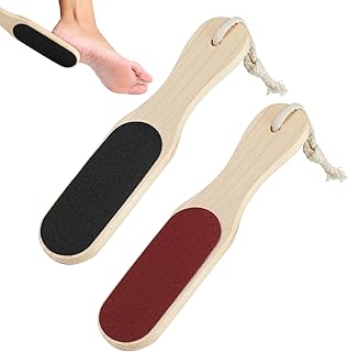 2 Packs Wooden Foot Files Double Sided Foot Rasp Manicure File Callus Hard Skin Dry Dead Skin Remover Tool Reusable Manual Pedicure Wood Foot Scraper for Callus Trimming and Callus Removal