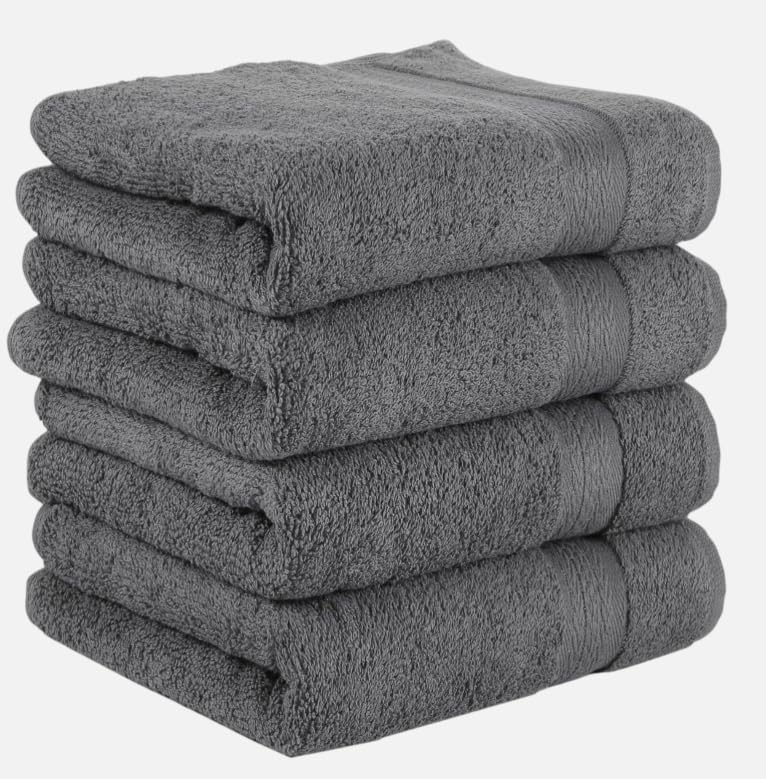 KNIGHTS BRIDGE Luxury Egyptian Cotton Bath Sheet Set, 80x140 cm, Pack of 4 Super Soft Absorbent Jumbo Towels (Grey)