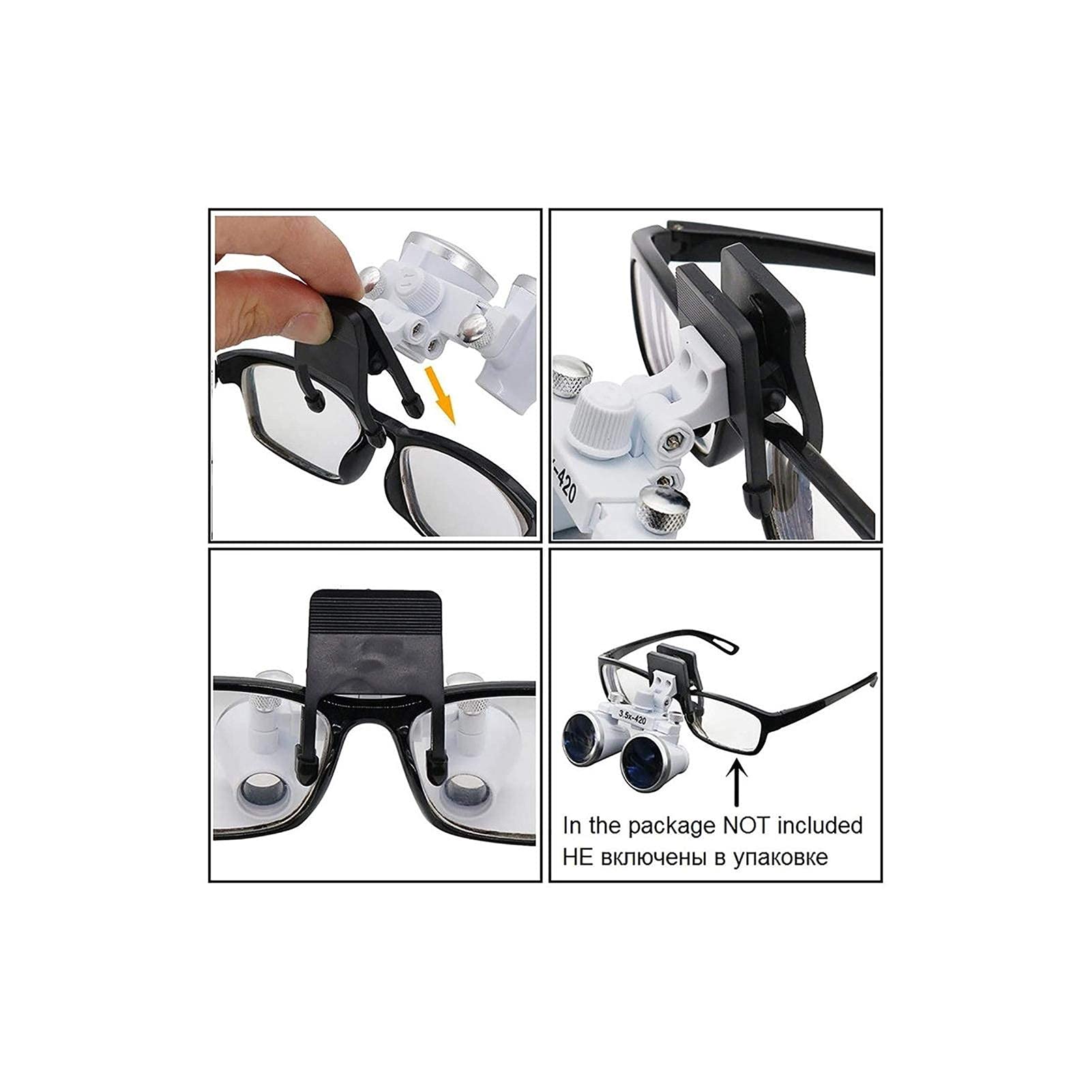 Lupas con Montura para la Cabeza, lupas con luz, Lupa con Clip de 3,5 aumentos, Lupa Binocular para Laboratorio