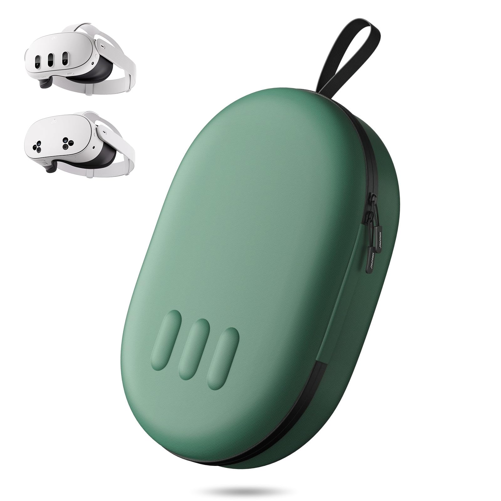 Custodia per Meta Quest 3S/Quest 3, Compatibile con il cinturino Battery Elite, controller e altri accessori, Custodia rigida per il trasporto e protezione superiore per viaggi, Verde