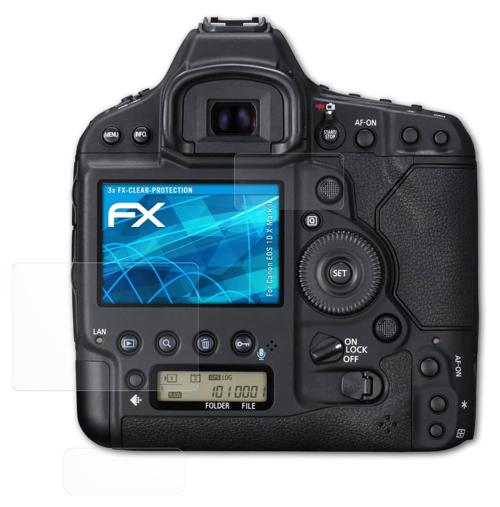 atFoliX Screen Protection Film compatible with Canon EOS 1D X Mark II Screen Protector, ultra-clear FX Protective Film (Set of 3)