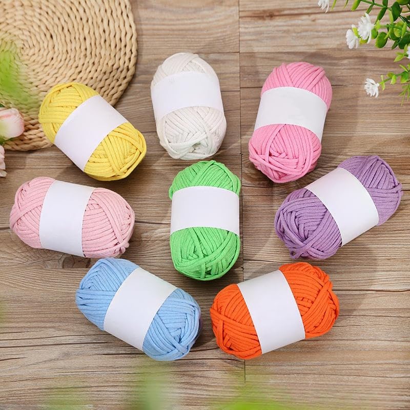 Hilo de algodón Grueso 5x100 g, Hilo de algodón de Colores para Crochet, para Tejer a Mano Gorros, Bolsos, Mantas y Manualidades