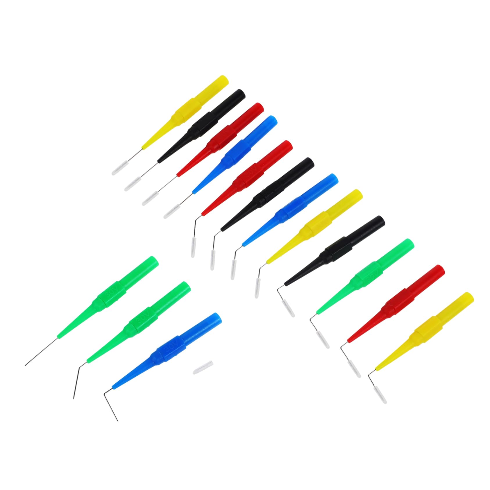 MAGICLULU 4 Set Puntali Tester Per Multimetro Test Per Automobilistici Misura Precisi E Resilienti Realizzati Rame E Inossidabile Per Spazi Ristetti E Isolamento Duro 15 Pezzi*4