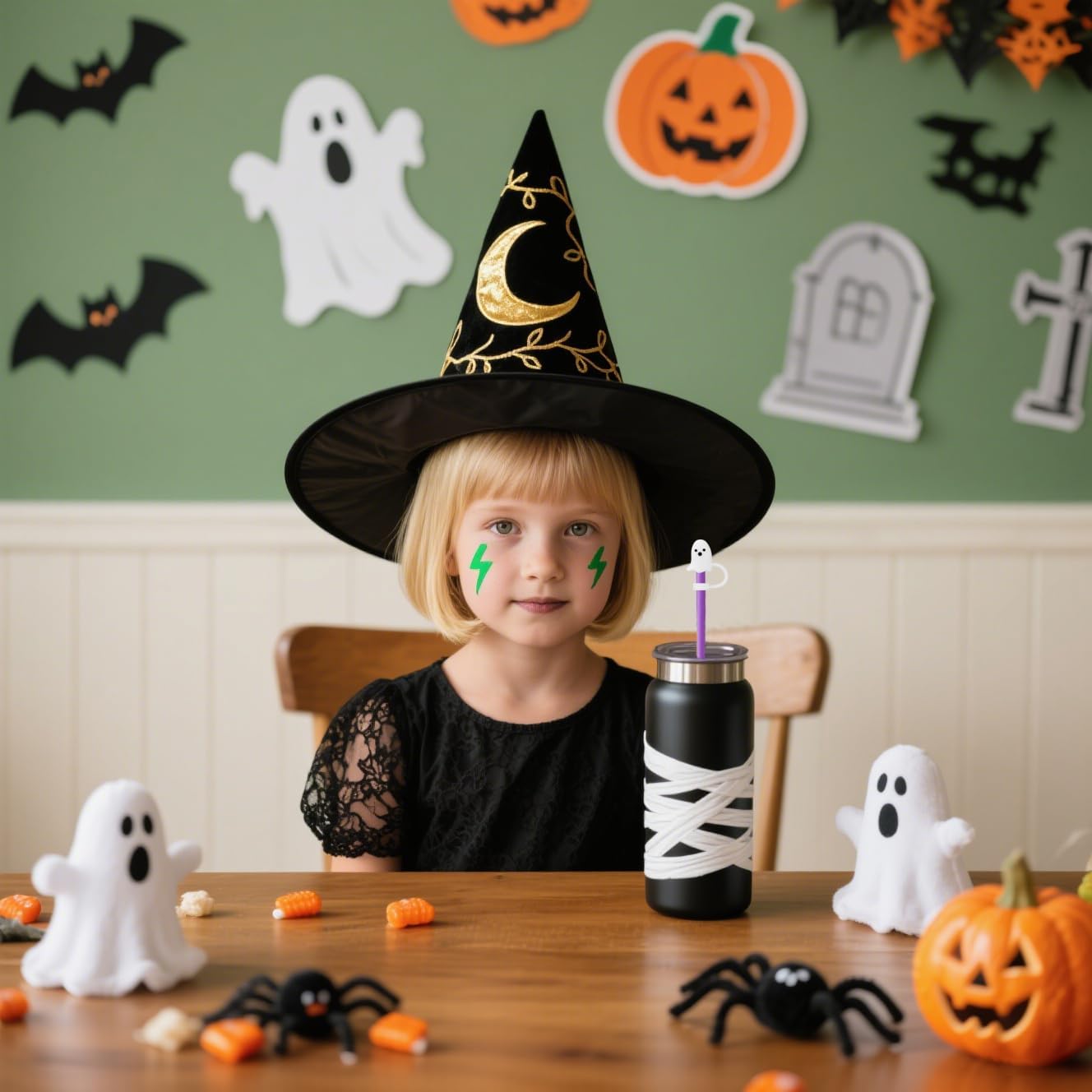 6 PCS Halloween Straw Toppers for Stanley 30&40 Oz Tumbler, 10mm/04in Straw Covers Cap for All 9-10mm Straws, Dust-Proof Reusable Protector Topper for Water Bottle-White ghost - Image 4