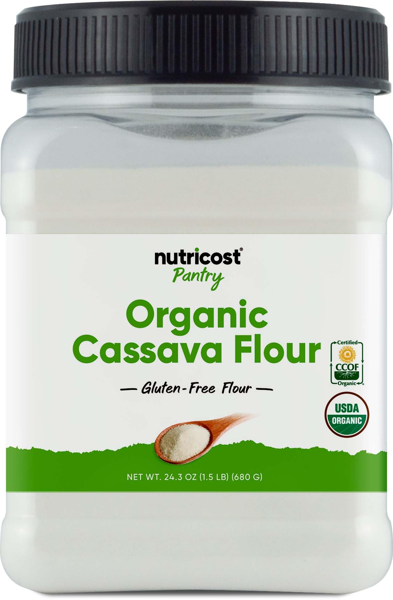 Nutricost Pantry Organic Cassava Flour (1.5 Pound Bottle) Gluten Free, Non-GMO, Vegan Pure Powder For Baking, Cooking, Etc.