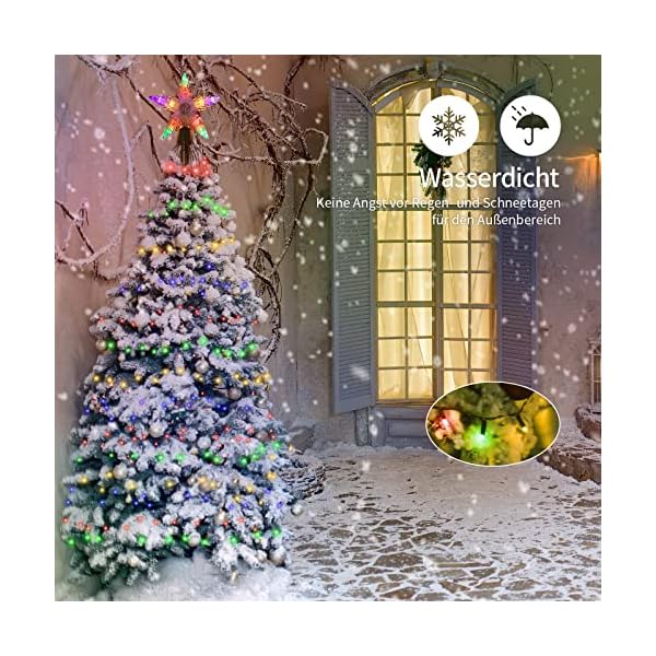AKASUKI ,1.3M 626 LEDs Weihnachtsbaum-Überwurf-Lichterkette mit LED Sterne, Innen mit 8 Leuchtmodis, Wasserdicht… – Bild 7