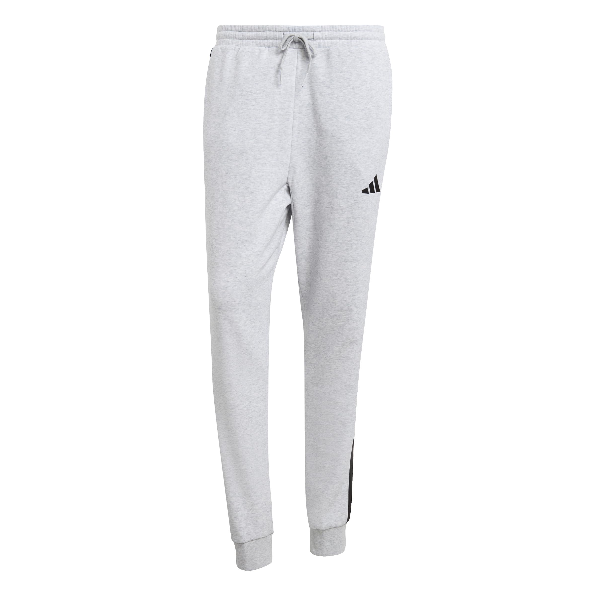 adidas Herren Essential Three Stripes French Terry Pant, Light Grey Heather/Black, S