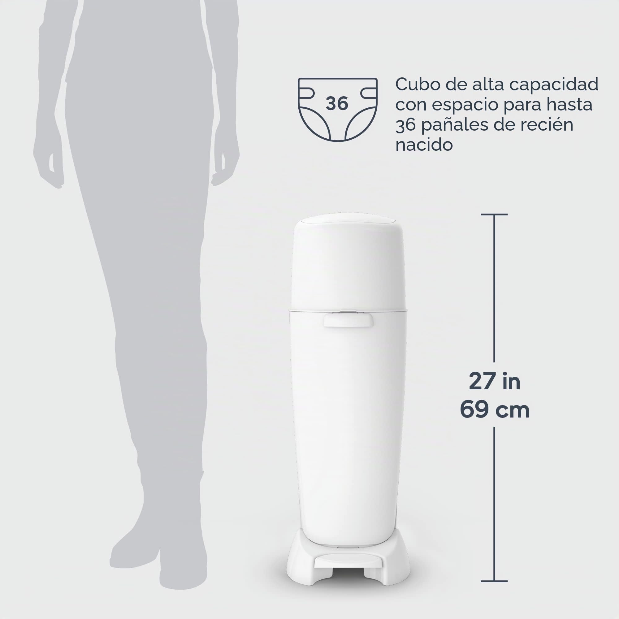 Playtex Diaper Genie - Cubeta completa con antimicrobiano integrado que controla el olor, incluye cubeta y 1 recambio, blanco, 8 libras