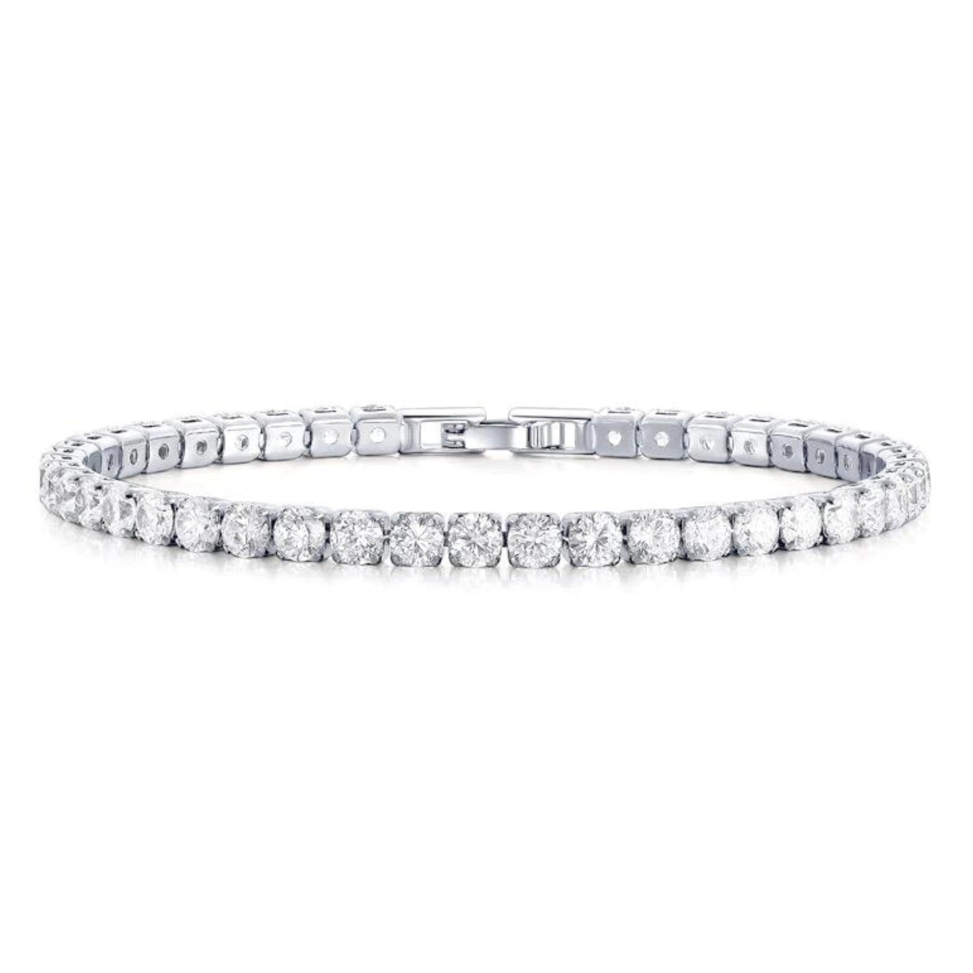 SALVE Dainty Silver Stone Princess Simple Tennis Chain Bracelet for Woman | Stainless Steel, Tarnish Free Jewellery, Fancy Girls Bracelet Stylish (B0CX5HLCCJ) Amazon Price History, Amazon Price Tracker