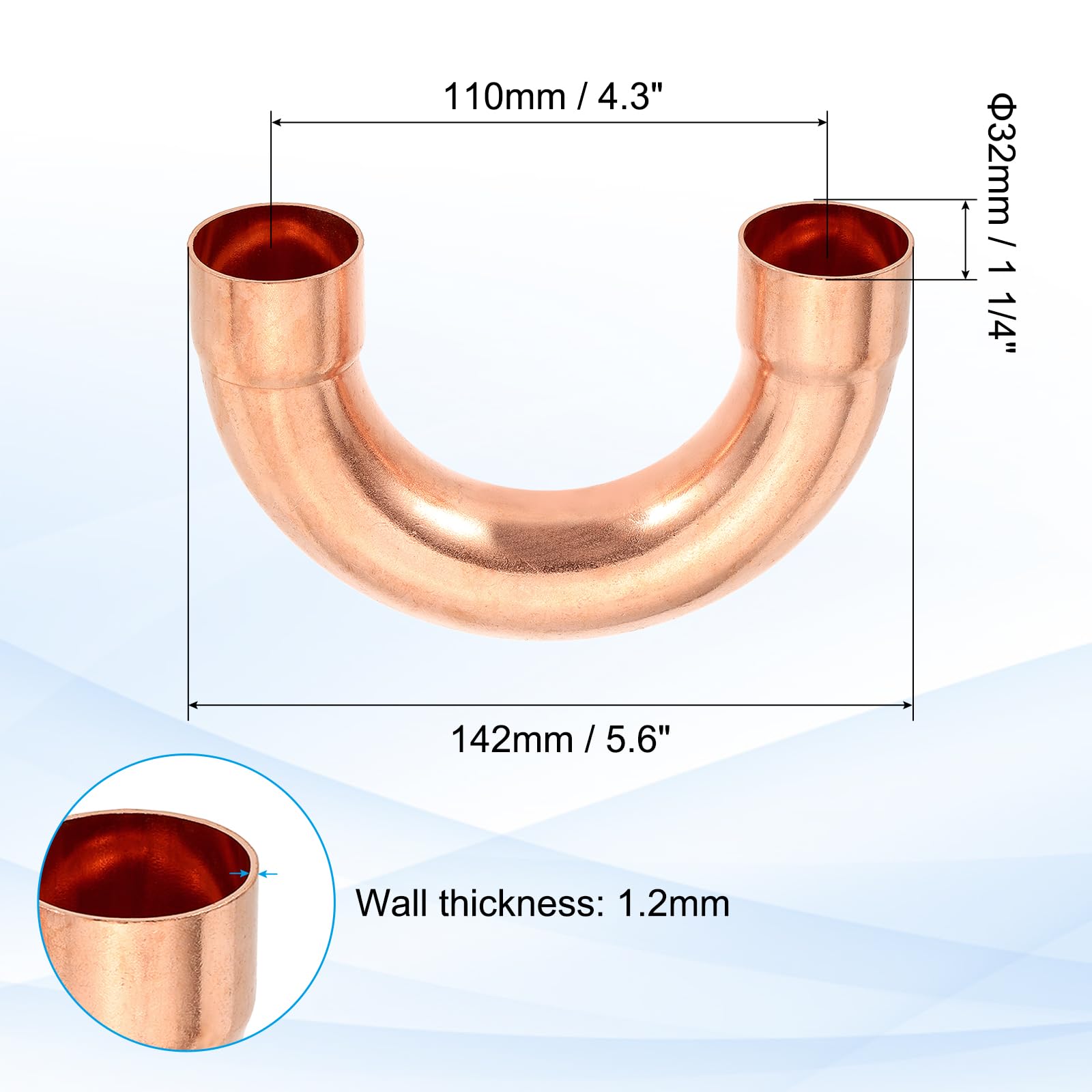 PATIKIL 1 1/4 Inch ID Copper Pipe Fitting - Image 2
