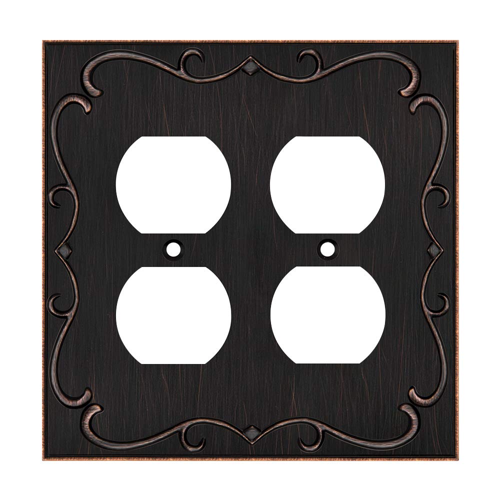 Placa de interruptor doble duplex para pared modelo French Cabriole bronce envejecido