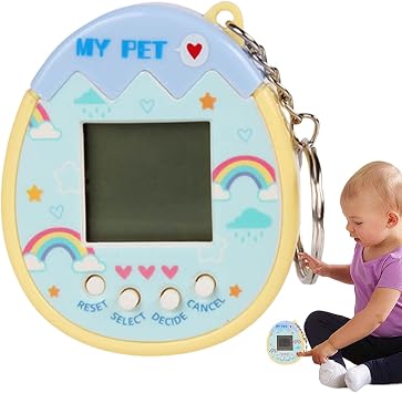 Mini Digital Virtual Toys, Electronic Pet Game Console with Keychain, Nostalgic Virtual Digital Pet Portable Game Console, Retro Handheld Game Console Nostalgic Virtual Digital Pet Handheld