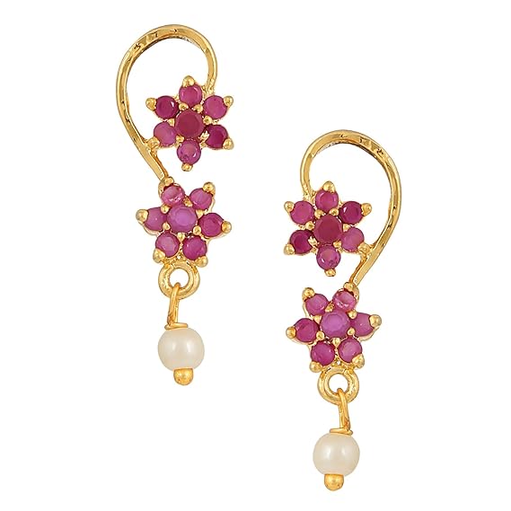 Archi Collection Ethnic Gold Plated and Stud Earrings for Women & Girls, Pink
