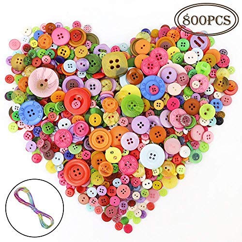 OUTUXED 800pcs Assorted Buttons Resin Buttons Craft for Manual Button Painting and DIY Handmade Ornament