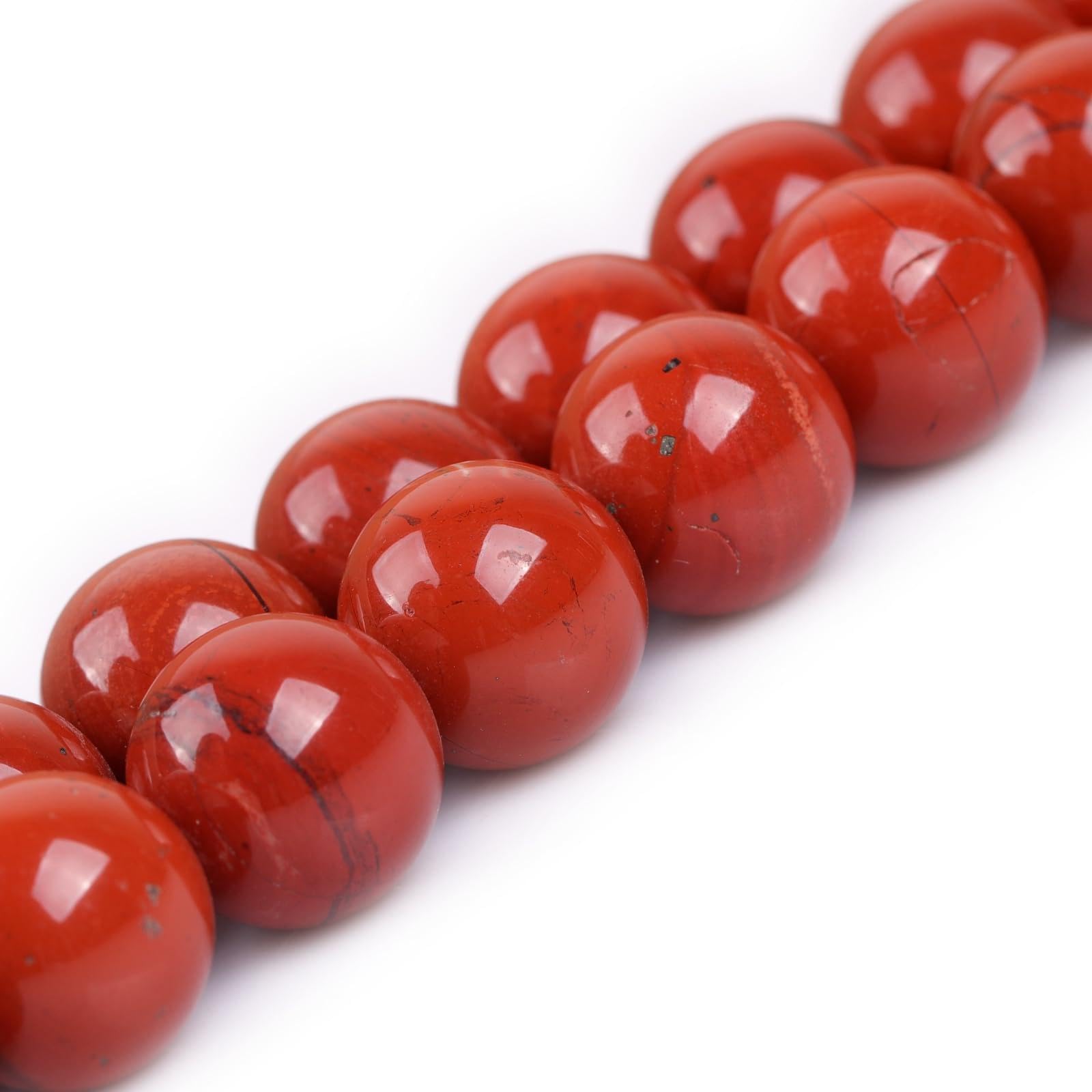 GEM-Inside Natural 16mm Red Jasper Round Gemstone Semi Precious Loose Beads for Jewellery Making 15''
