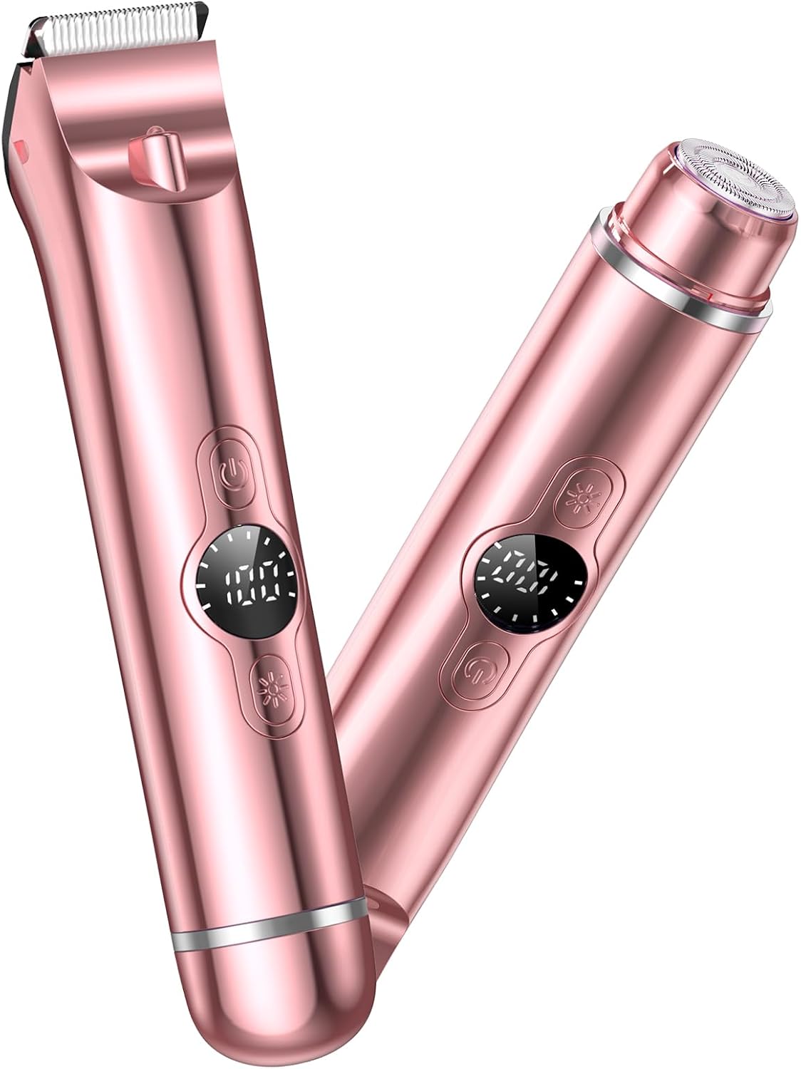 Bikini Trimmer for Women 4-in-1, Painless Electric Razors for Women IPX7 Waterproof, Cordless Lady Pubic Hair Trimmer & Body Shaver, Ceramic Blades for Sensitive Skin, Wet & Dry Use, Pink