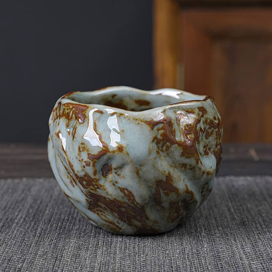 Amazon | FLYILIA 五行 志野焼 湯呑み茶碗 粗陶器 お茶呑茶碗